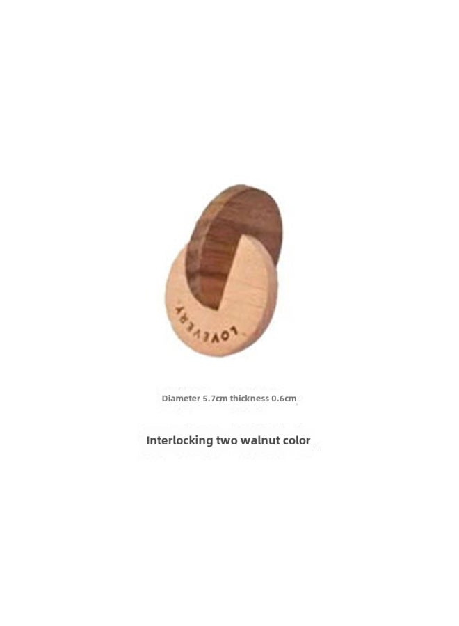 Montessori Teaching Aids Bead Ring Egg Cup Toy Jujube Wood Hand Eye Coordination Sensory Two Circle Linked Bead Ring Set-Color:Two Round Interlocking Walnut Fixed  - Image 1