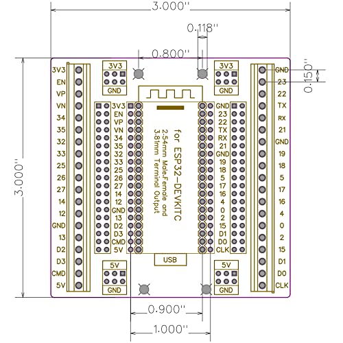whiteeeen for ESP32 Super Breakout Board 3.81mm / 0.15" Terminal GPIO Expansion Board 3 Types Outputs for ESP32-DevKitC ESP-WROOM-32 Block PCB - Image 5
