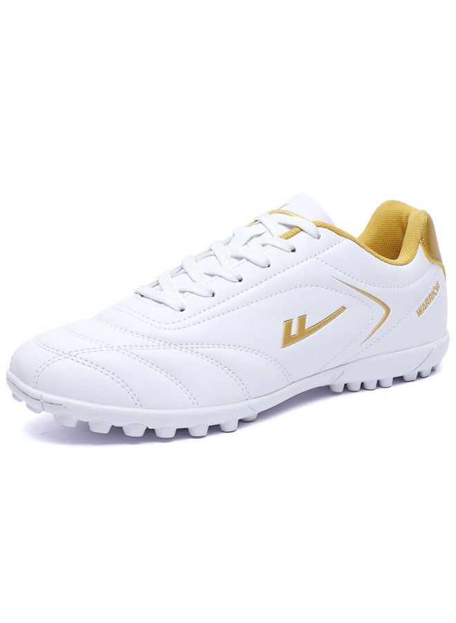 Pull Back Huili Soccer Shoes With Molded Studs, Tf Sole, Football Training Shoes For Adults And Students, Universal Size 0305, White And Gold Studs, Size 43 - Image 3