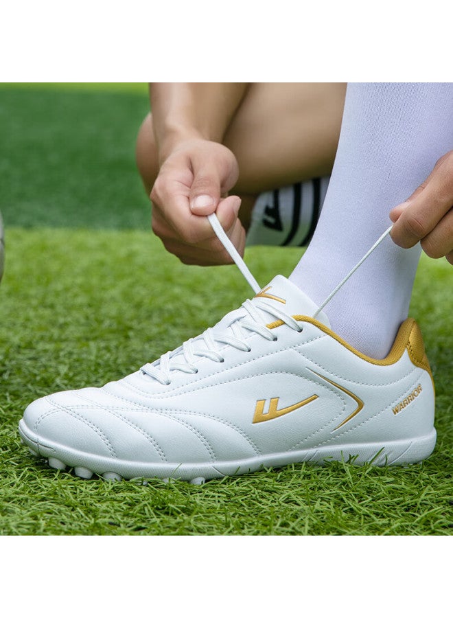 Pull Back Huili Soccer Shoes With Molded Studs, Tf Sole, Football Training Shoes For Adults And Students, Universal Size 0305, White And Gold Studs, Size 43 - Image 4
