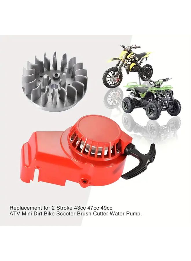 Goofit Alloy Pull Start Reclip With 18 Wing Flywheel Grey Substitute For 2 Stroke 47cc 49cc Atv Mini Off Road Motorcycle Scooter Universal Fitment High Performance Upgrade For Outdoor Riding Atv Starter Set - Image 5