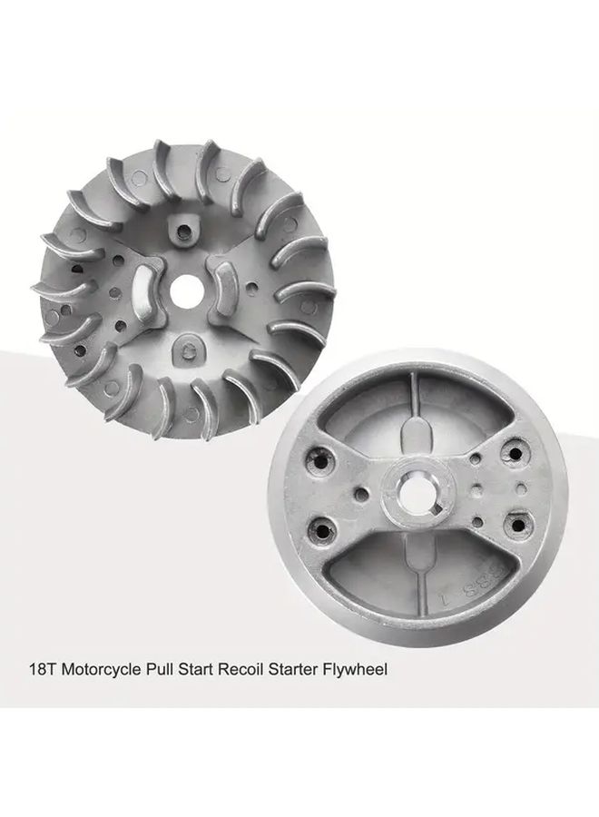 Goofit Alloy Pull Start Reclip With 18 Wing Flywheel Grey Substitute For 2 Stroke 47cc 49cc Atv Mini Off Road Motorcycle Scooter Universal Fitment High Performance Upgrade For Outdoor Riding Atv Starter Set - Image 3