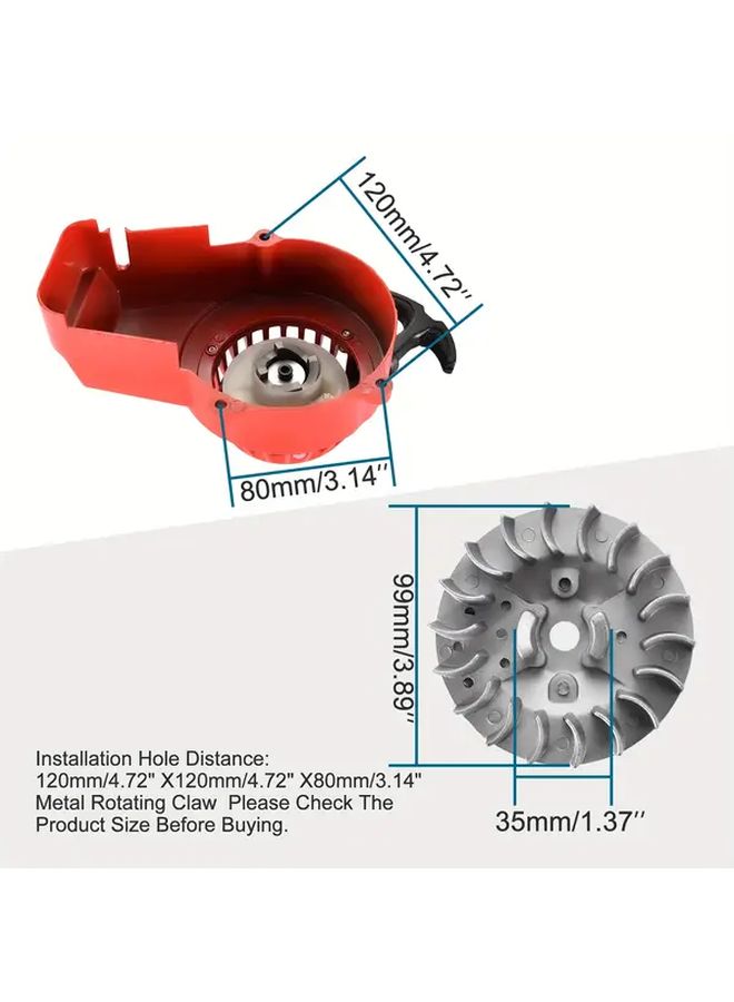 Goofit Alloy Pull Start Reclip With 18 Wing Flywheel Grey Substitute For 2 Stroke 47cc 49cc Atv Mini Off Road Motorcycle Scooter Universal Fitment High Performance Upgrade For Outdoor Riding Atv Starter Set - Image 2