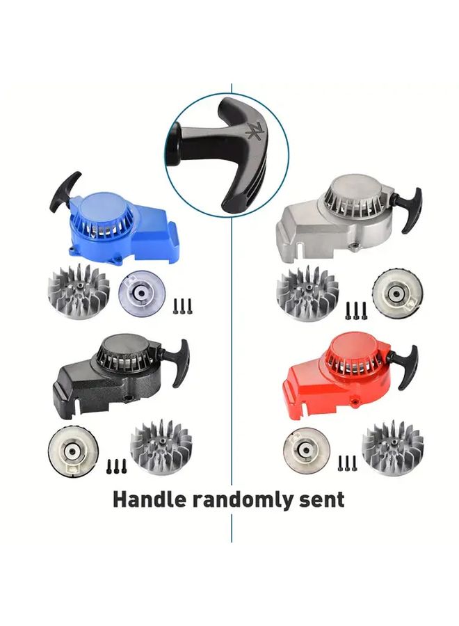 Goofit Alloy Pull Start Reclip With 18 Wing Flywheel Grey Substitute For 2 Stroke 47cc 49cc Atv Mini Off Road Motorcycle Scooter Universal Fitment High Performance Upgrade For Outdoor Riding Atv Starter Set - Image 1