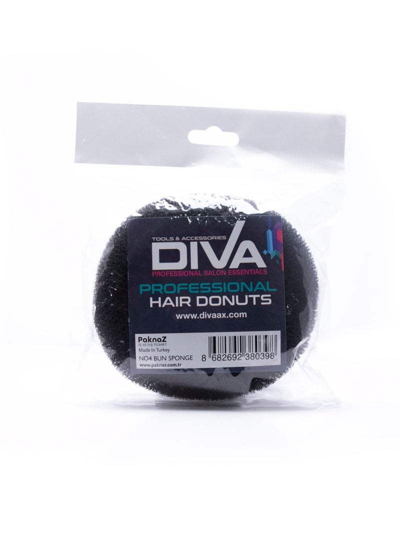Diva Diva Black Hair Bun Sponge No.4 – Effortless Styling Tool for Fuller, Voluminous Buns 
