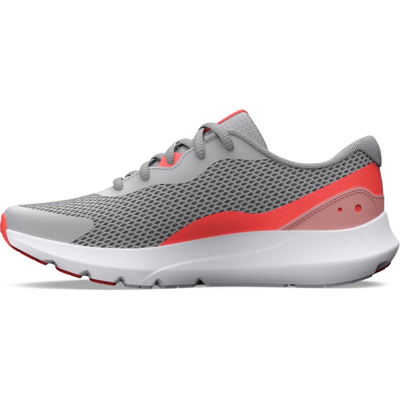 Under Armour Girls' Surge 3, (107) Halo Gray/Venom Red/Pink Fizz, 5.5, US - Image 5