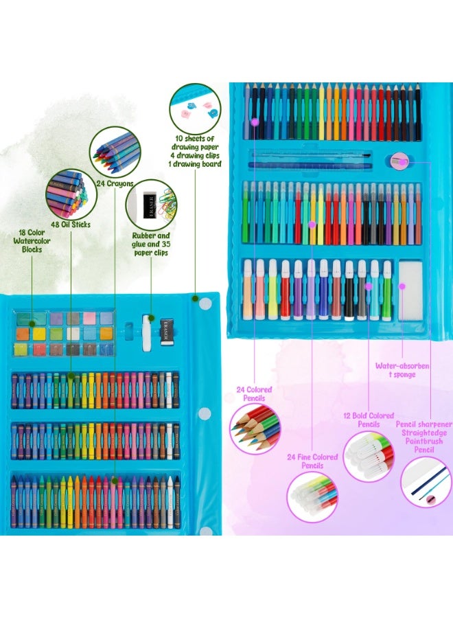 Jourvent 208 PCS Art Supplies Drawing Art Kit for Kids Adults Set with Oil Pastels Crayons, Colored Pencils Paint Brush Watercolor for Budding Artists Kids Teens Boys Girls - Image 3