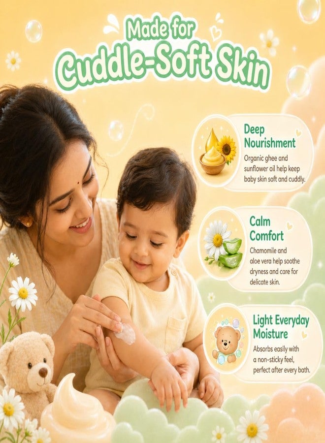 Puddles Baby Lotion 100ml | Gentle Baby Moisturiser with Organic Ghee, Aloe Vera, Chamomile & Vitamin E | Non-Sticky Daily Nourishing Lotion for Soft Baby Skin - Image 3