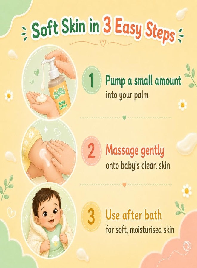 Puddles Baby Lotion 100ml | Gentle Baby Moisturiser with Organic Ghee, Aloe Vera, Chamomile & Vitamin E | Non-Sticky Daily Nourishing Lotion for Soft Baby Skin - Image 4