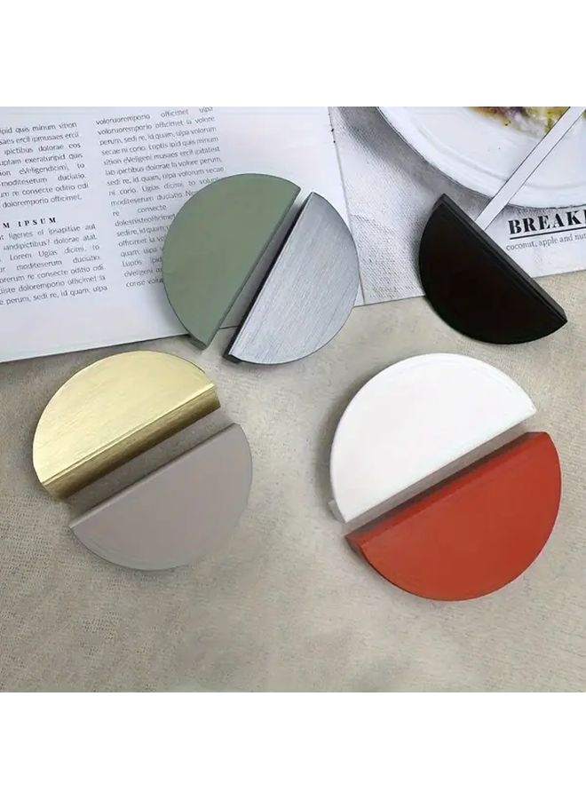 8pcs Light Gray Nordic Semi Circular Cabinet Handles Modern Wardrobe Door Drawer Pulls - Image 1