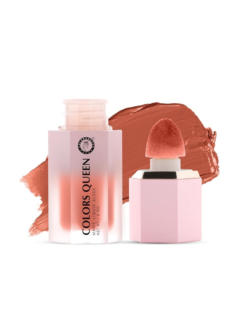 COLORS QUEEN Matte Liquid Blush Highly Pigmented Smooth Texture Long Lasting Lightweight Blusher Face Eye Lips Sponge Tip Applicator 03 Floral Rush 6.5g  - Image 1