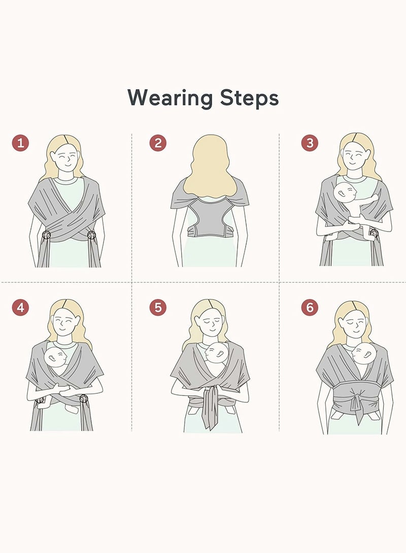 Baby Wrap Carrier, Easy to Wear Infant Carrier Slings, Lightweight Hands Free Baby Sling, Adjustable Baby Carriers for Newborn to Toddler image 7