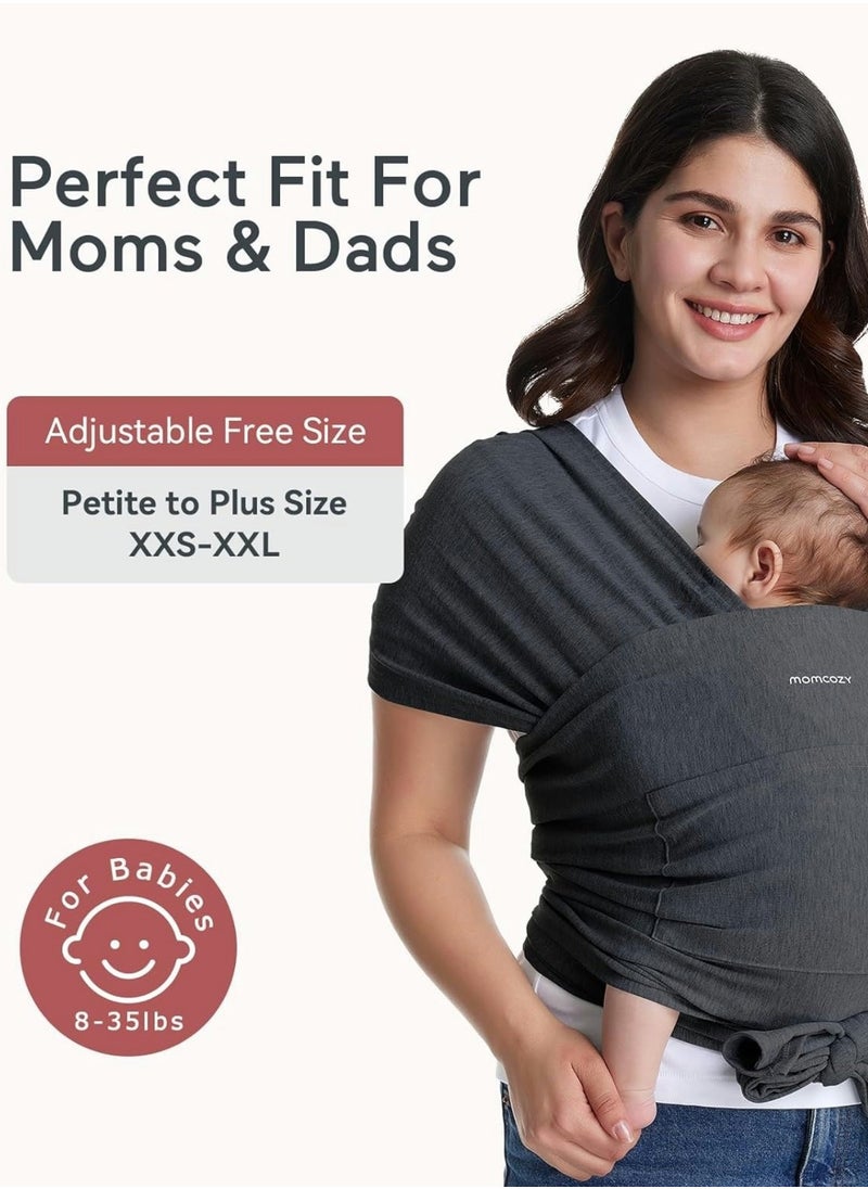 Momcozy Baby Wrap Carrier, Easy to Wear Infant Carrier Slings, Lightweight Hands Free Baby Sling, Adjustable Baby Carriers for Newborn to Toddler  - Image 2