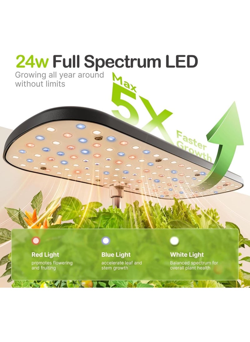 مجموعة نظام زراعة مائية بـ 12 كبسولة، حديقة أعشاب داخلية مع ضوء نمو LED كامل الطيف، ارتفاع قابل للتعديل، مضخة ذكية هادئة، وظيفة مؤقت مدمجة، هدية مثالية للمطبخ (أسود) - Image 3