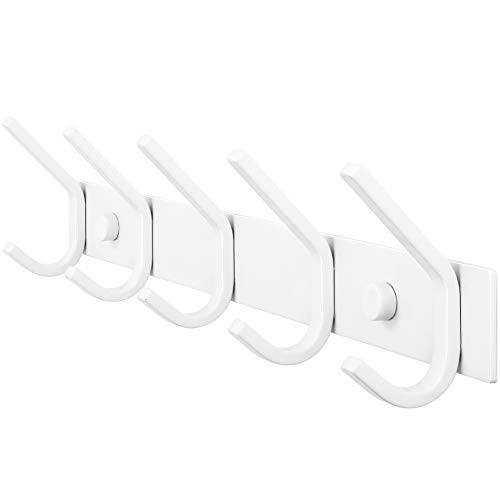 WEBI Coat Rack Wall Mount,Coat Hooks Wall Mounted,Coat Hanger Wall Hook Rack,5 Hooks for Hanging Coats,Hats,Jacket,Clothes,White - Image 1