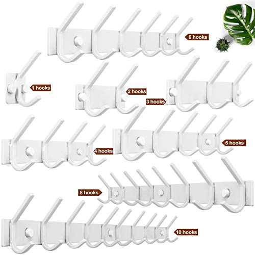WEBI Coat Rack Wall Mount,Coat Hooks Wall Mounted,Coat Hanger Wall Hook Rack,5 Hooks for Hanging Coats,Hats,Jacket,Clothes,White - Image 4
