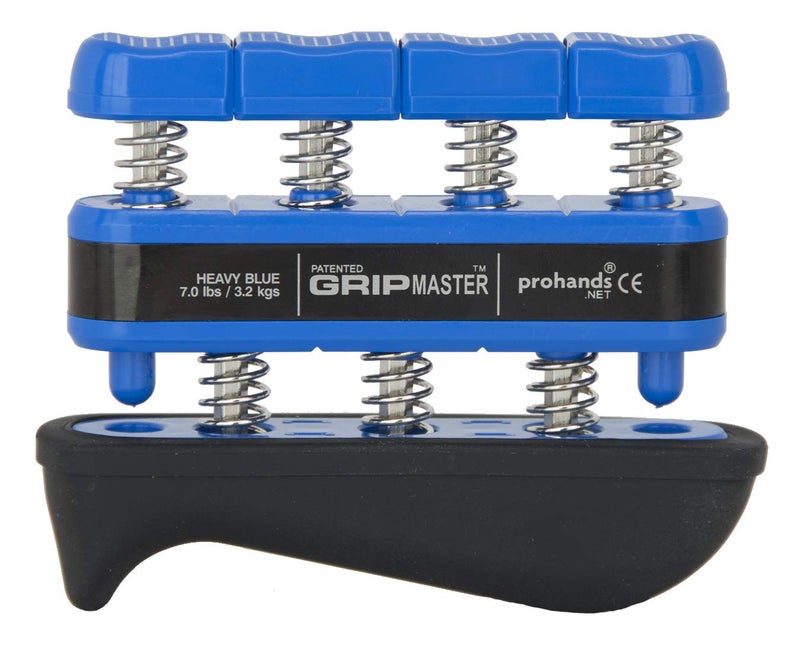 Prohands Gripmaster Rehab Hand Exerciser  Finger Exerciser (Hand Grip Strengthener)  Spring-Loaded  Finger-Piston System  Added Palm Cushion  (7 Lb Heavy Tension  Blue-Gripmaster Rehab)