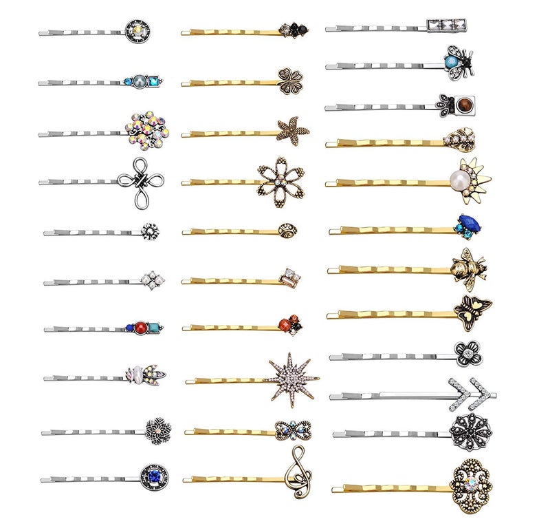 TEEMI 10 Pcs Vintage Alloy Mixed Hair Bobby Pins for girls Hair Clips Barrettes for women NO REPEAT RANDOM PACKING - Image 1