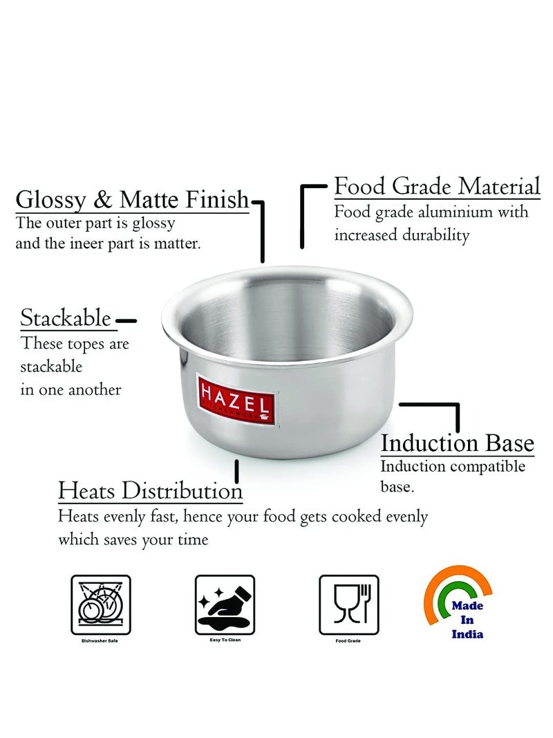 Hazel Aluminium Induction Base Patila Tope, Set of 3, Silver - Image 3