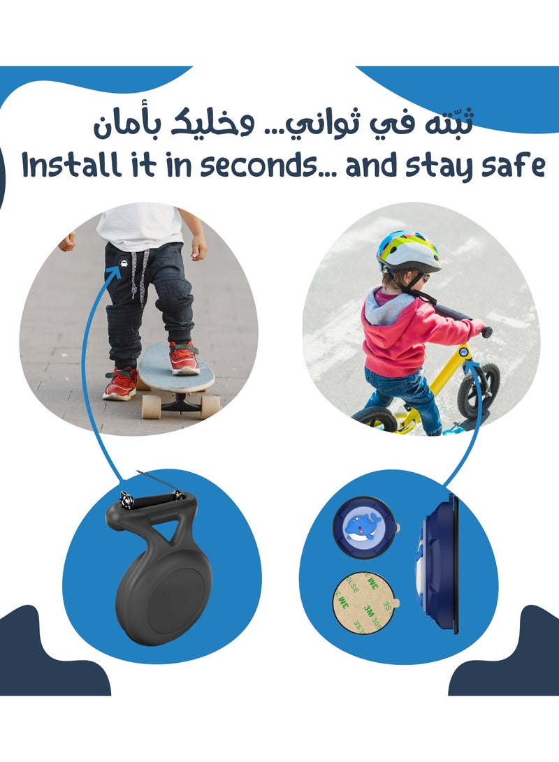 لوميف مجموعة تتبع ذكية للأطفال – ٢ أيرتاج بتقنية بلوتوث متوافقة مع ابل فايند ماي + ١ سوار سيليكون مقاوم للماء + ١ سوار نايلون خفيف الوزن مضاد للفقدان + ٢ حافظة سيليكون مع دبوس مخفي غير مرئي للأمان – ملائمة للأطفال والكبار من  الجنسين، تصاميم مرحة وآمنة(الطاقة-Power) - Image 2