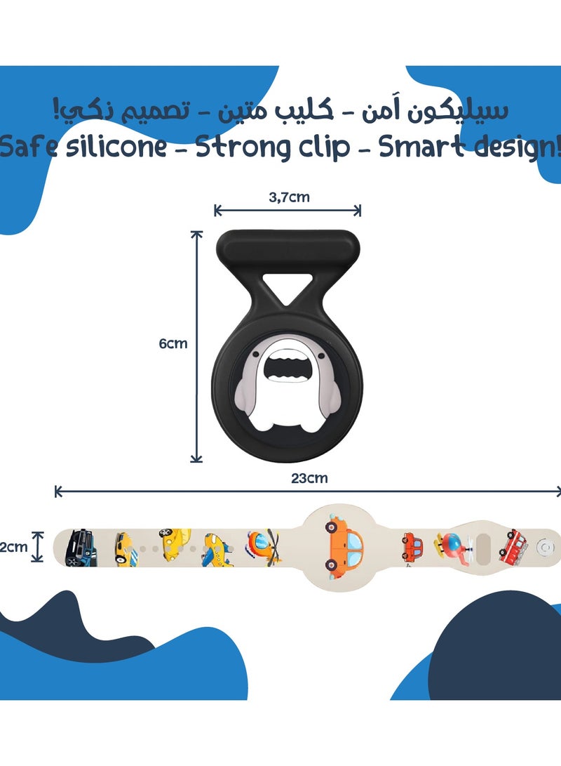 لوميف مجموعة تتبع ذكية للأطفال – ٢ أيرتاج بتقنية بلوتوث متوافقة مع ابل فايند ماي + ١ سوار سيليكون مقاوم للماء + ١ سوار نايلون خفيف الوزن مضاد للفقدان + ٢ حافظة سيليكون مع دبوس مخفي غير مرئي للأمان – ملائمة للأطفال والكبار من  الجنسين، تصاميم مرحة وآمنة(الطاقة-Power) - Image 3