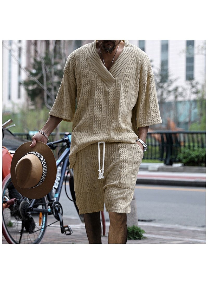 Men's Fashionable Casual Two-Piece Set Of Short Sleeved Shorts  - Image 1
