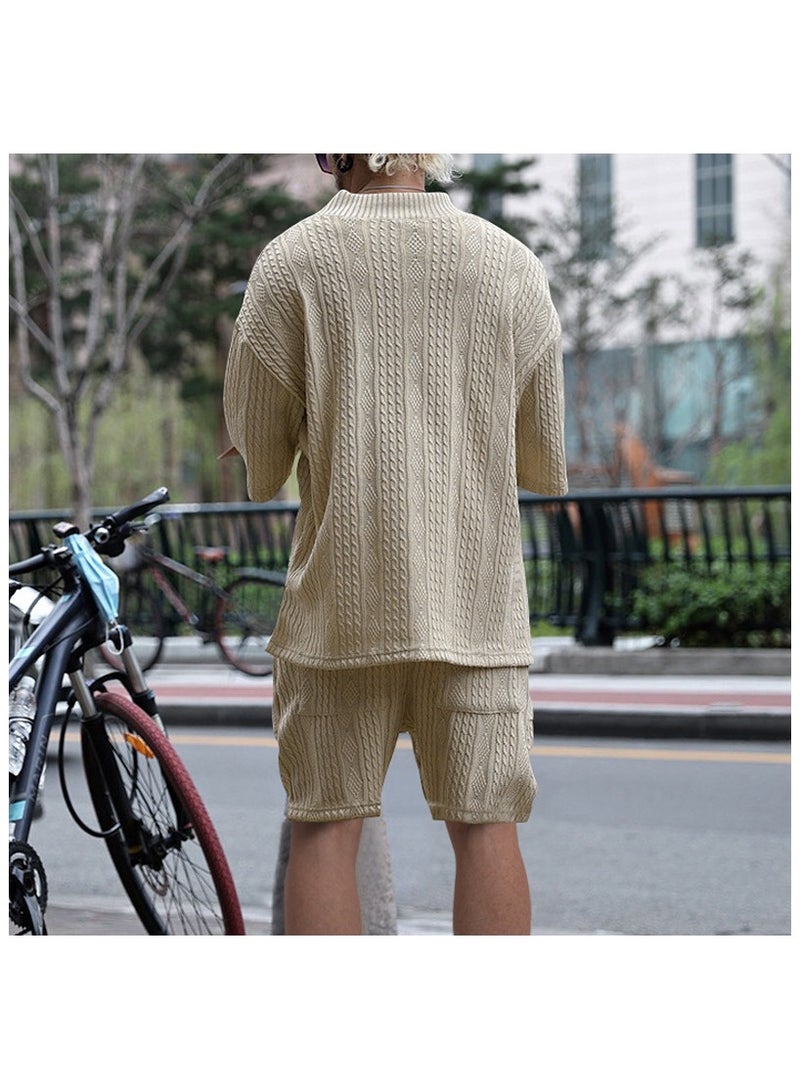 Men's Fashionable Casual Two-Piece Set Of Short Sleeved Shorts  - Image 2