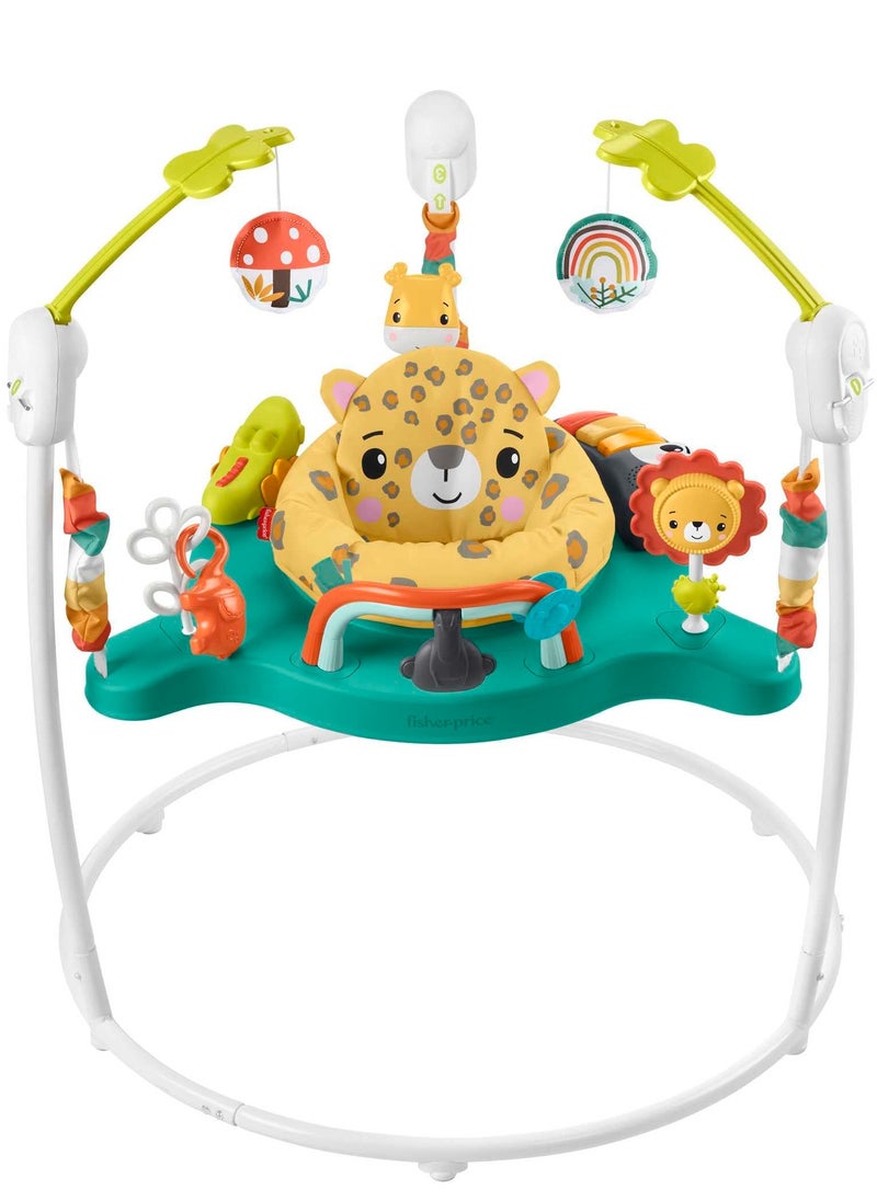 Fisher-Price - Jumperoo Baby Activity Center With Lights Sounds and Music Interactive Baby Bouncer Leaping Leopard - Image 1