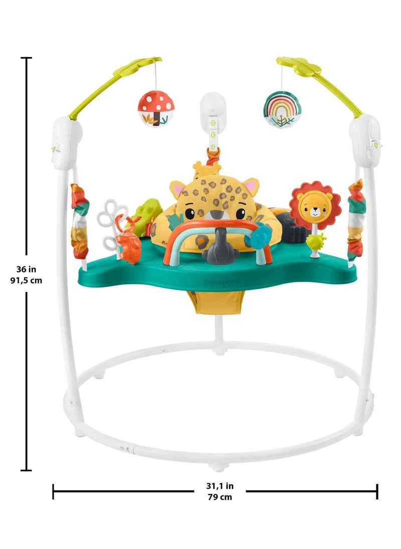 Fisher-Price - Jumperoo Baby Activity Center With Lights Sounds and Music Interactive Baby Bouncer Leaping Leopard - Image 1