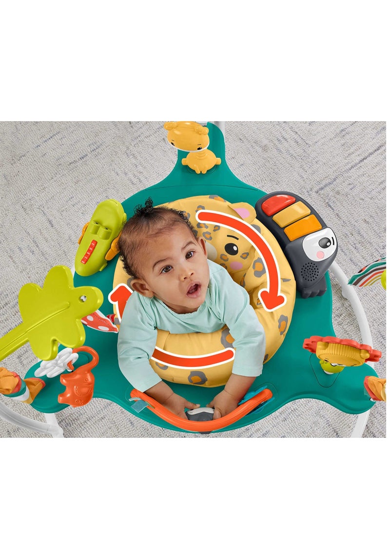 Fisher-Price - Jumperoo Baby Activity Center With Lights Sounds and Music Interactive Baby Bouncer Leaping Leopard - Image 1