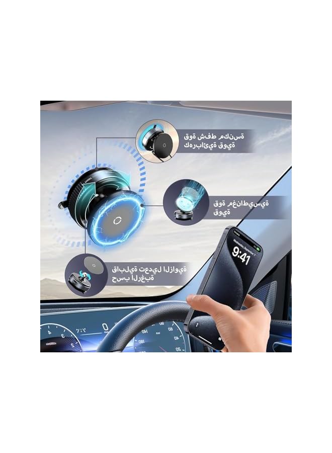 Green Tiger Magnetic Suction Phone Mount, 360° Adjustable, Hands-Free Magnetic Cell Phone Holder for Car/Gym/Mirror/Smooth Surface, Compatible with iPhone Android and All Smartphones - Image 3