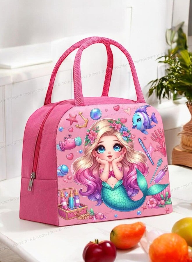 TOOYEP Unicorn Insulated Lunch Bags for Kids Teenagers- Small Size for Kids Student Children to School | Picnic Organizer Portable and Reusable Pink (Size 21 * 20 * 13 cms) (Mermaid) - Image 4