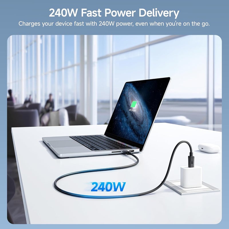 كابل ماترز حزمة من 2 كابل USB-C إلى USB-C لشاشة العرض بطول 6 أقدام / 1.8 متر مع دقة فيديو 4K بمعدل 60 هرتز، وشحن بقدرة 100 واط، ونقل بيانات USB-C 3.1 Gen 1 بسرعة 5 جيجابت في الثانية، الموديل 201045-1.8MX2 - Image 4