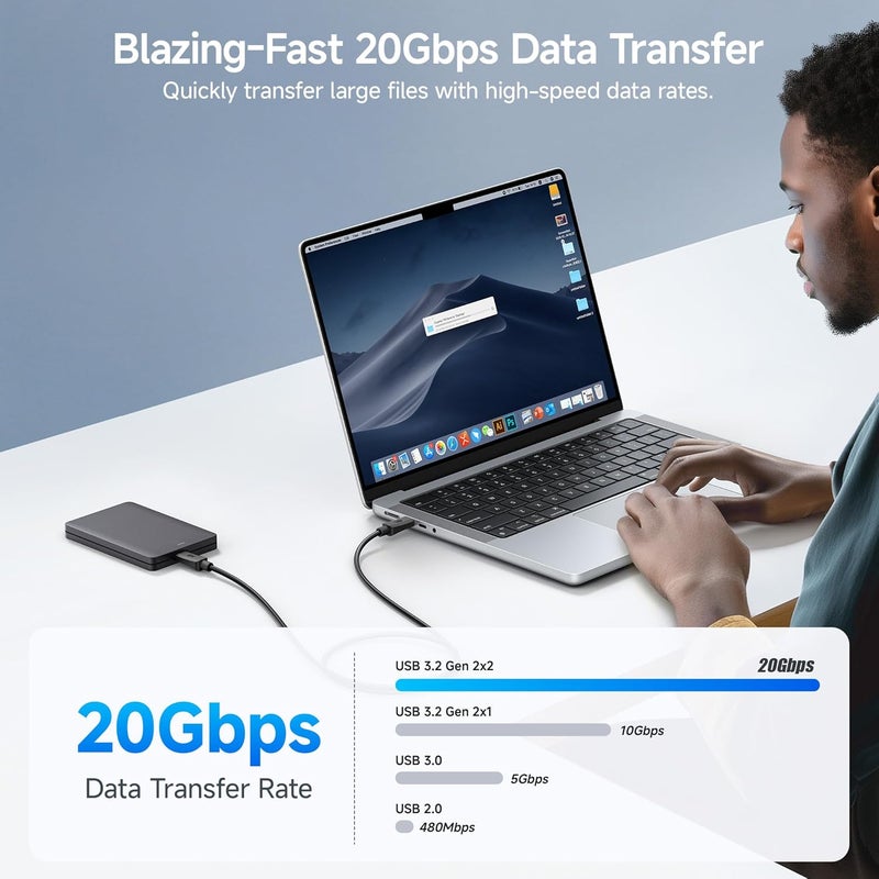 كابل ماترز حزمة من 2 كابل USB-C إلى USB-C لشاشة العرض بطول 6 أقدام / 1.8 متر مع دقة فيديو 4K بمعدل 60 هرتز، وشحن بقدرة 100 واط، ونقل بيانات USB-C 3.1 Gen 1 بسرعة 5 جيجابت في الثانية، الموديل 201045-1.8MX2 - Image 2