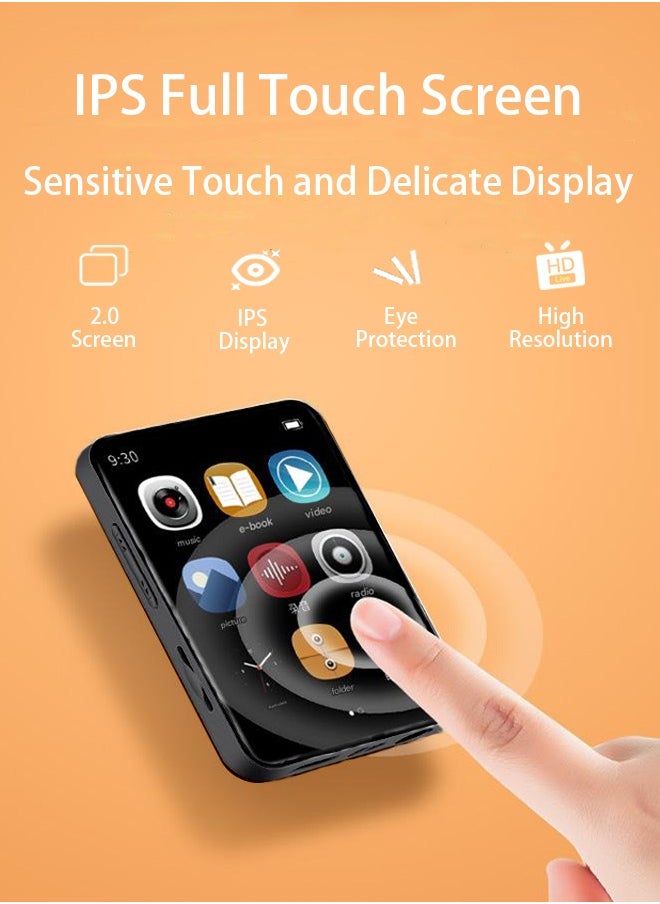 Bonic - Full Touch Screen and Mini Portable MP3 MP4 Player Bluetooth MP4 Music Player HIFI Sound Speaker - Black - Image 1
