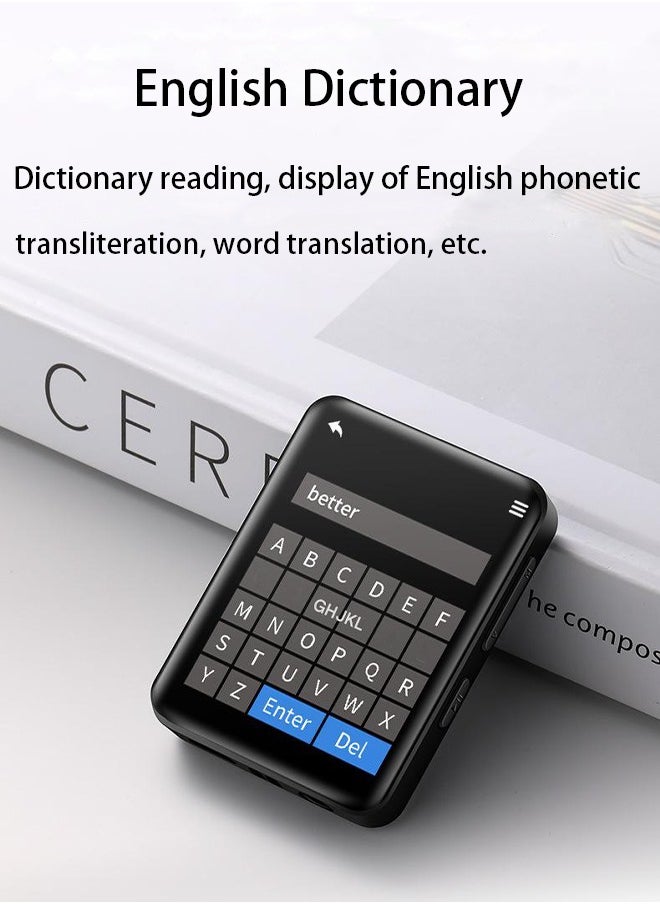 Bonic - Full Touch Screen and Mini Portable MP3 MP4 Player Bluetooth MP4 Music Player HIFI Sound Speaker - Black - Image 1