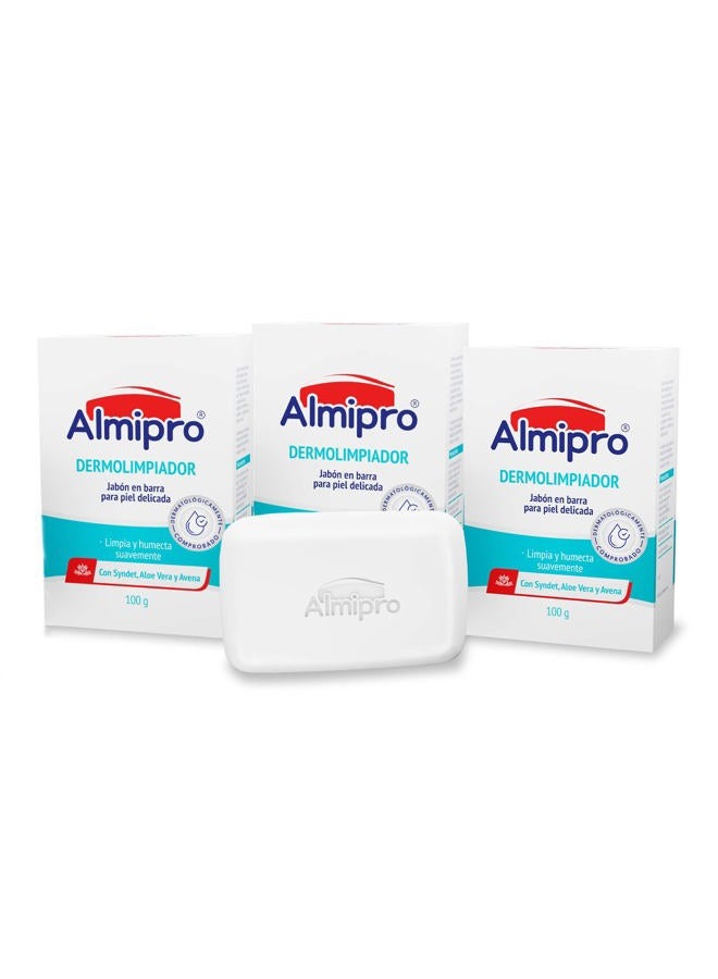 Almipro Dermo-Cleanser Soap Bar for Sensitive Skin (3 Pack) with Oatmeal and Aloe. For all ages. - Image 1