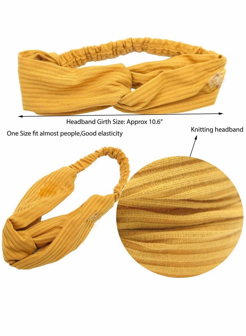 Loquat Headbands, Boho Headbands Women Elastic Headband, Criss Cross Turban Solid Color Vintage Hair Accessories for Everyday Sport Fitness - Image 2