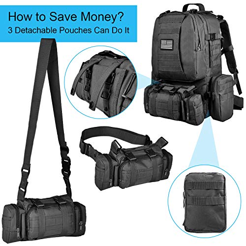 CVLIFE Tactical Backpack Military Army Rucksack 60L Large Assault Pack Detachable Molle Bag - Image 2
