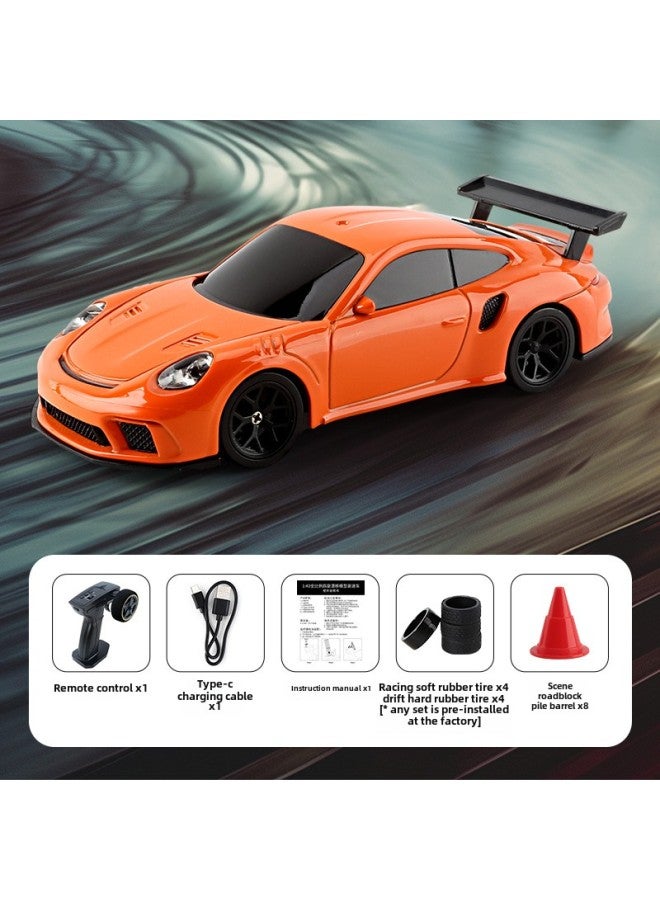 Product Full Scale Light Four-wheel Drive Rc Remote Control Car Indoor Mini Drift Car Children's Toy Boy Gift-Color:4303 Orange-Scale:Gyroscope Version  - Image 1