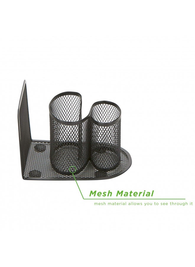 Mind Reader Mind Reader DCUPORG2-BLK 2 Pc Mesh Cup, Pen, Pencil, Paperclip, Office Supplies Storage Organizer, Black  - Image 4