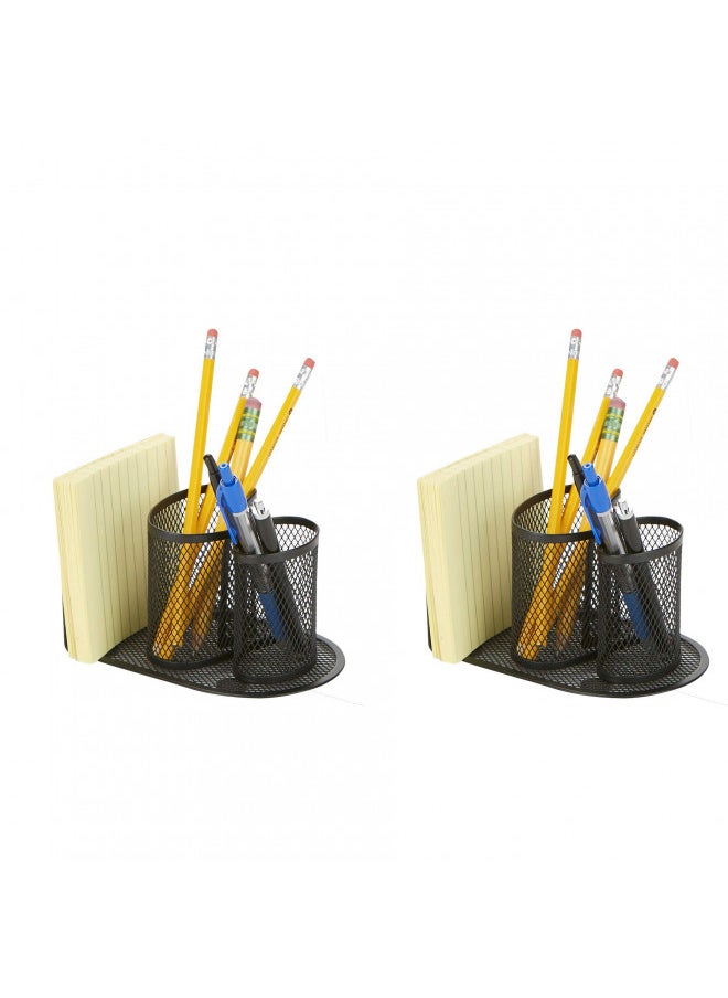 Mind Reader Mind Reader DCUPORG2-BLK 2 Pc Mesh Cup, Pen, Pencil, Paperclip, Office Supplies Storage Organizer, Black  - Image 1