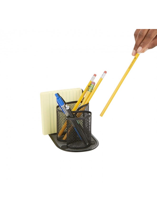 Mind Reader Mind Reader DCUPORG2-BLK 2 Pc Mesh Cup, Pen, Pencil, Paperclip, Office Supplies Storage Organizer, Black  - Image 2
