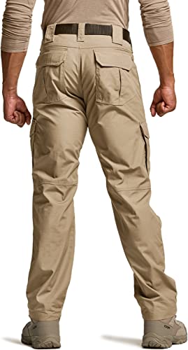 CQR Men's Tactical Pants, Water Resistant Ripstop Cargo Pants, Lightweight EDC Work Hiking Pants, Outdoor Apparel, Duratex Mag Pocket Khaki, 36W x 30L - Image 2