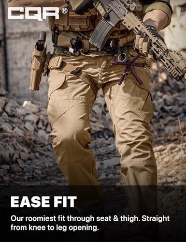 CQR Men's Tactical Pants, Water Resistant Ripstop Cargo Pants, Lightweight EDC Work Hiking Pants, Outdoor Apparel, Duratex Mag Pocket Khaki, 36W x 30L - Image 5