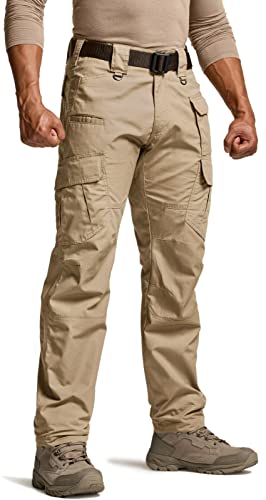 CQR Men's Tactical Pants, Water Resistant Ripstop Cargo Pants, Lightweight EDC Work Hiking Pants, Outdoor Apparel, Duratex Mag Pocket Khaki, 36W x 30L - Image 1