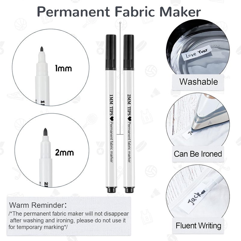Tatuo Writable Iron On Clothing Labels Precut Personalized Clothing Name Fabric Labels Tags With 2 Pieces Permanent Fabric Marker For Nursing Home College Camp Day Care Uniforms(500 Pieces) - Image 4