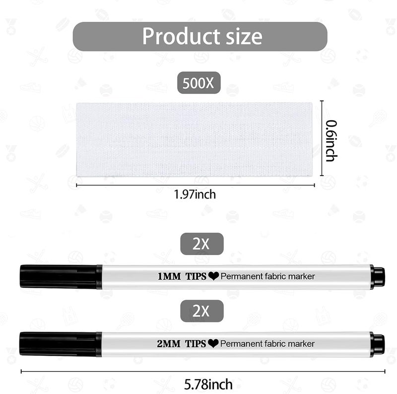 Tatuo Writable Iron On Clothing Labels Precut Personalized Clothing Name Fabric Labels Tags With 2 Pieces Permanent Fabric Marker For Nursing Home College Camp Day Care Uniforms(500 Pieces) - Image 2