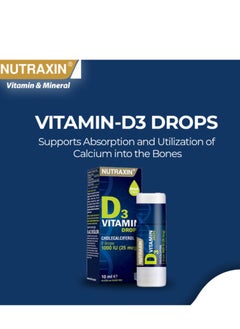 NUTRAXIN Vitamin D3 1000 IU Drops, BHA Free 10ml  - Image 3