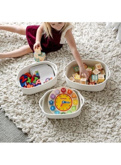 Hihonor Ellipse Storage Basket 5-piece Set,Natural Cotton Rope Woven Baskets for Organizing Small Basket Bins Storage,Dog Toy Baskets with Handle,Cat Toy Box,Bathroom Organization Bin(White)  - Image 3